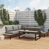 Grey and Wood Effect Corner Sofa Set with Adjustable Table - Como