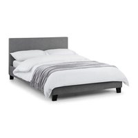 Grey Linen Upholstered Double Bed Frame - Rialto - Julian Bowen
