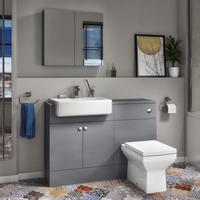Harper Toilet and Basin Combination Unit 1167mm with Square Back To Wall Toilet - Grey Lacquered