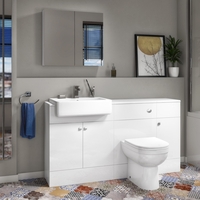 Harper Toilet Basin and Storage Combination Unit 1468mm - White Gloss
