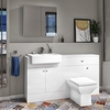 Harper Toilet Basin and Storage Combination Unit 1468mm with Square Back To Wall Toilet - White Gloss