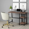 Industrial Oak Effect Desk with 2 Shelves and Grey Sheepskin Office Chair Set - Xavier - Rowan