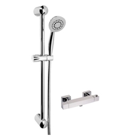Larkin Square Thermostatic Bar Shower Valve with Rina Slide Shower Rail Kit