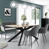 Light Oak Dining Table with 1 Grey Velvet High Back Bench and 2 Dining Chairs - Carson