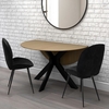 Light Oak Drop Leaf Dining Table with 2 Black Velvet Dining Chairs - Carson