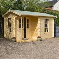 Log Cabin Garden Office with Tilting Windows and Veranda - Rowlinson