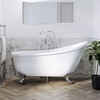 Lunar Freestanding Single Ended Roll Top Slipper Bath White with Chrome Feet - 1625 x 695mm