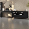 Matt Black Office Desk and Sideboard with Storage Set - Larson