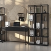 Matt Black Office Desk and Tall Metal Bookcase Set - Larson