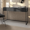 Matt Black Wood Computer Desk with Drawer - Larsen