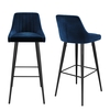 Navy Blue Velvet Bar Stools With Back Set of 2 - Macie