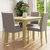 New Haven Oak Extendable Dining Set with 4 Grey Fabric Dining Chairs