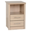 Oak Effect Bedside Table with 2 Drawers and 1 Shelf - Lisbon - Seconique