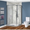 Offset Sliding Door Quadrant Enclosure Right Hand with Tray and Waste 900 x 760mm - 6mm Glass - Aquafloe Range