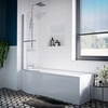 Portland Left Hand P Shape Shower Bath with Bath Screen and Front Panel - 1700 x 850mm