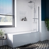 Portland Right Hand P Shape Shower Bath with Bath Screen and Front Panel - 1500 x 850mm