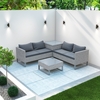 Rattan Corner Sofa Set with Storage Box and Table in Grey