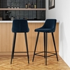 Set of 2 Navy Velvet Bar Stools with Backs - Macie