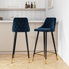 Set of 2 Navy Velvet Bar Stools with Backs - Maddy