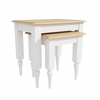 Set of 2 Side Tables in White with Pine Top - Auckland