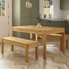 Solid Pine Dining Set with 2 Dining Benches - Seats 4 - Emerson