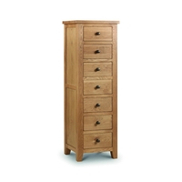 Tallboy Solid Oak Chest of 7 Drawers - Marlborough - Julian Bowen