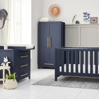 Tivoli 4-Piece Nursery Furniture Set with Cot Bed Changing Unit Wardrobe and Underbed Storage Drawer in Navy - Tutti Bam