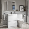 Toilet and Basin Combination Unit - 2 Drawer - White - Portland