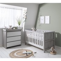 Tutti Bambini Modena Grey and White Cot Bed with Changing Table