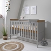 Tutti Bambini Rio Grey and Oak Cot Bed with Mattress and Cot Top Changer
