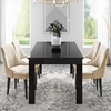 Vivienne Extending Black Gloss Dining Table with 4 Beige Velvet Dining Chairs