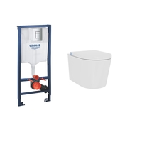 Wall Hung Smart Bidet Toilet Combo with Cistern & Wall Frame - Built in Dryer & Spray - Purificare