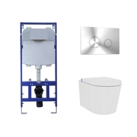 Wall Hung Smart Bidet Toilet Combo with Cistern & Wall Hung Frame - Built in Dryer & Spray - Purificare