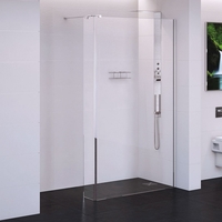 Wet Room Screen 1200 x 200mm with Return Panel 250mm - 10mm Glass - Trinity Range