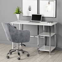 White High Gloss Desk with Mirrored Shelves - Xavier