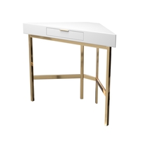 White High Gloss Dressing Table with Gold Legs - Roxy