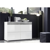 White High Gloss Sideboard with Storage & Grey Marble Effect - Neo