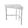 White Marble Top Corner Dressing Table with Chrome Legs - Roxy