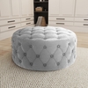 Xena Large Buttoned Footstool in Light Grey Velvet