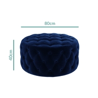 Xena Large Buttoned Footstool in Navy Velvet