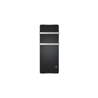 GRADE A1 - 1200W Black Designer Glass Heater Wall Mounted with 2 Towel Rails and Smart WiFi Alexa - IP24 Bathroom Safe