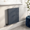 GRADE A1 - Anthracite Electric Horizontal Designer Radiator 0.6kW with Wifi Thermostat - H600xW590mm - IPX4 Bathroom Saf