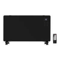 GRADE A3 - electriQ 2000W Black Designer Glass Heater Wall Mountable Low Energy with Smart WiFi Alexa - Ultra Slim only