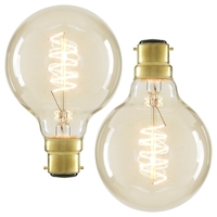 2 Pack of 40W BC B22 Vintage Globe Filament Bulb,  Clear