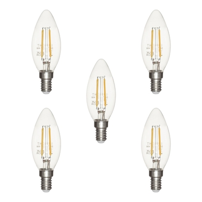 5 Pack of 4W LED Vintage Style
SES E14 Candle Light Bulb, 
Natural White
