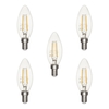 5 Pack of 4W LED Vintage Style SES E14 Candle Light Bulb,  Warm White