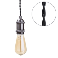 Industrial Style Black Cable Ceiling Pendant,  Antique Pewter