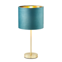 Velvet Table Lamp,  Teal and Brass