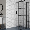 1000mm Black Grid Framework Wet Room Shower Screen with Return Panel - Nova