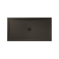 1000x800mm Black Slate Effect Rectangular Shower Tray with Shower Waste - Aqualavo